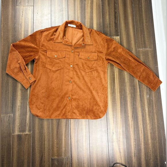 Size M Workshop Republic Clothing Burnt Orange Corduroy Jacket shacket Button - Picture 1 of 11